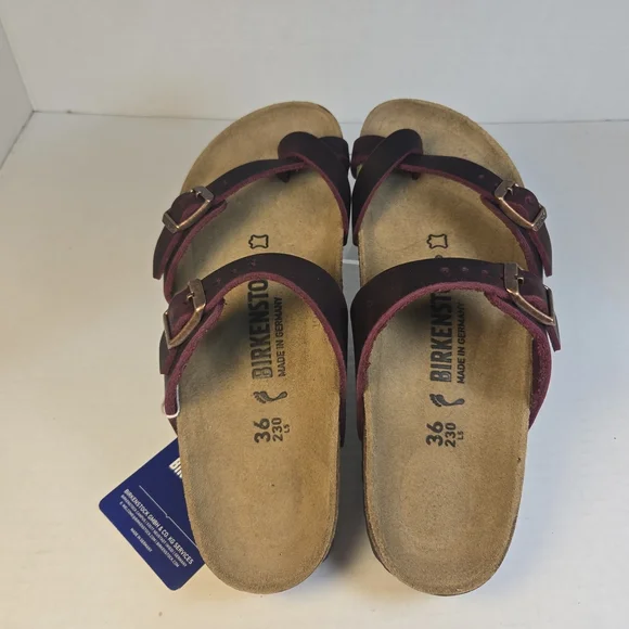 mayari tobacco Birkenstock Mayari Tobacco Habana Oil Rich Maroon Leather Sandals